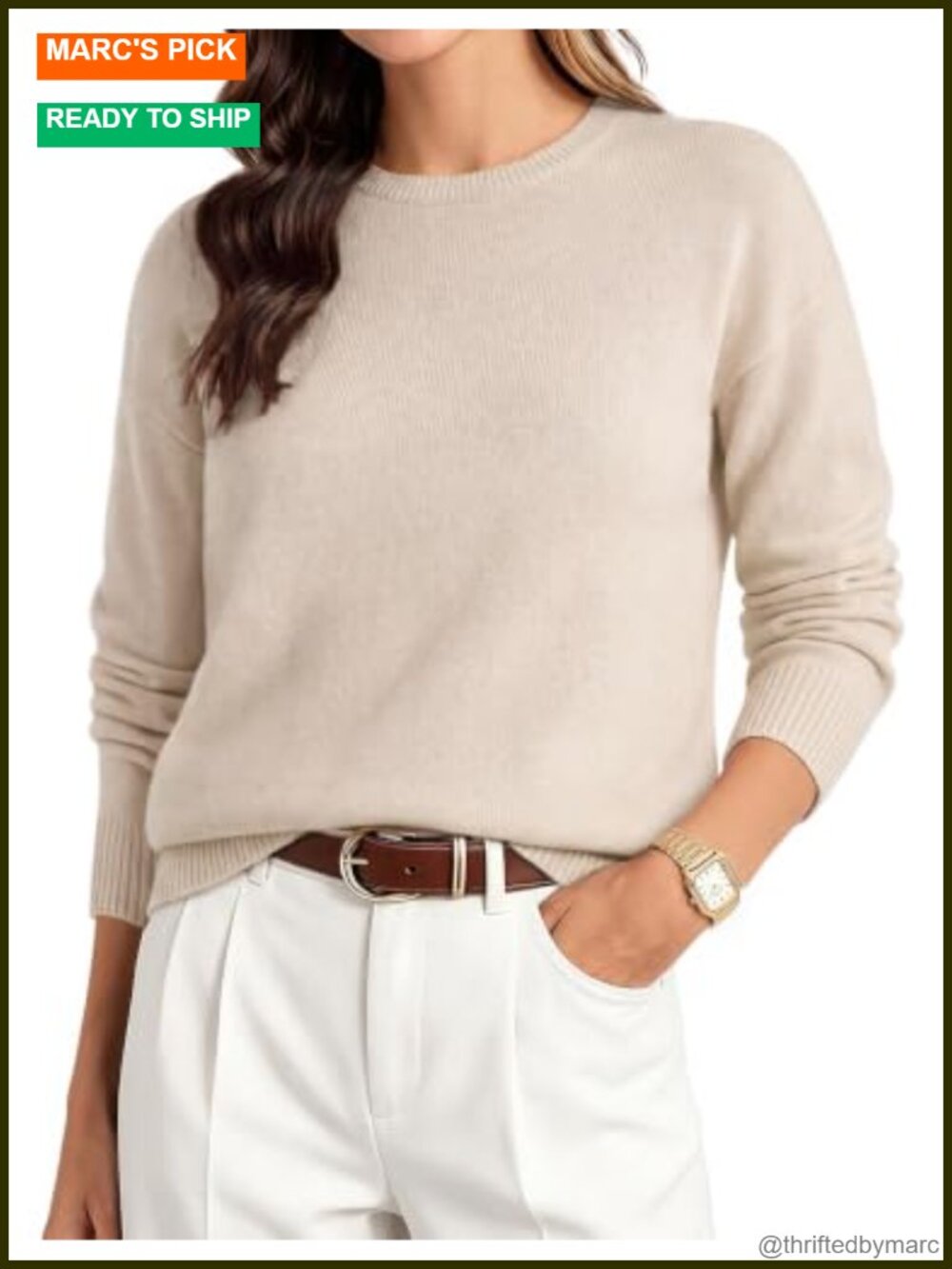100% Merino Wool Crewneck Pullover Sweater Loose Fit Long Sleeve Knit